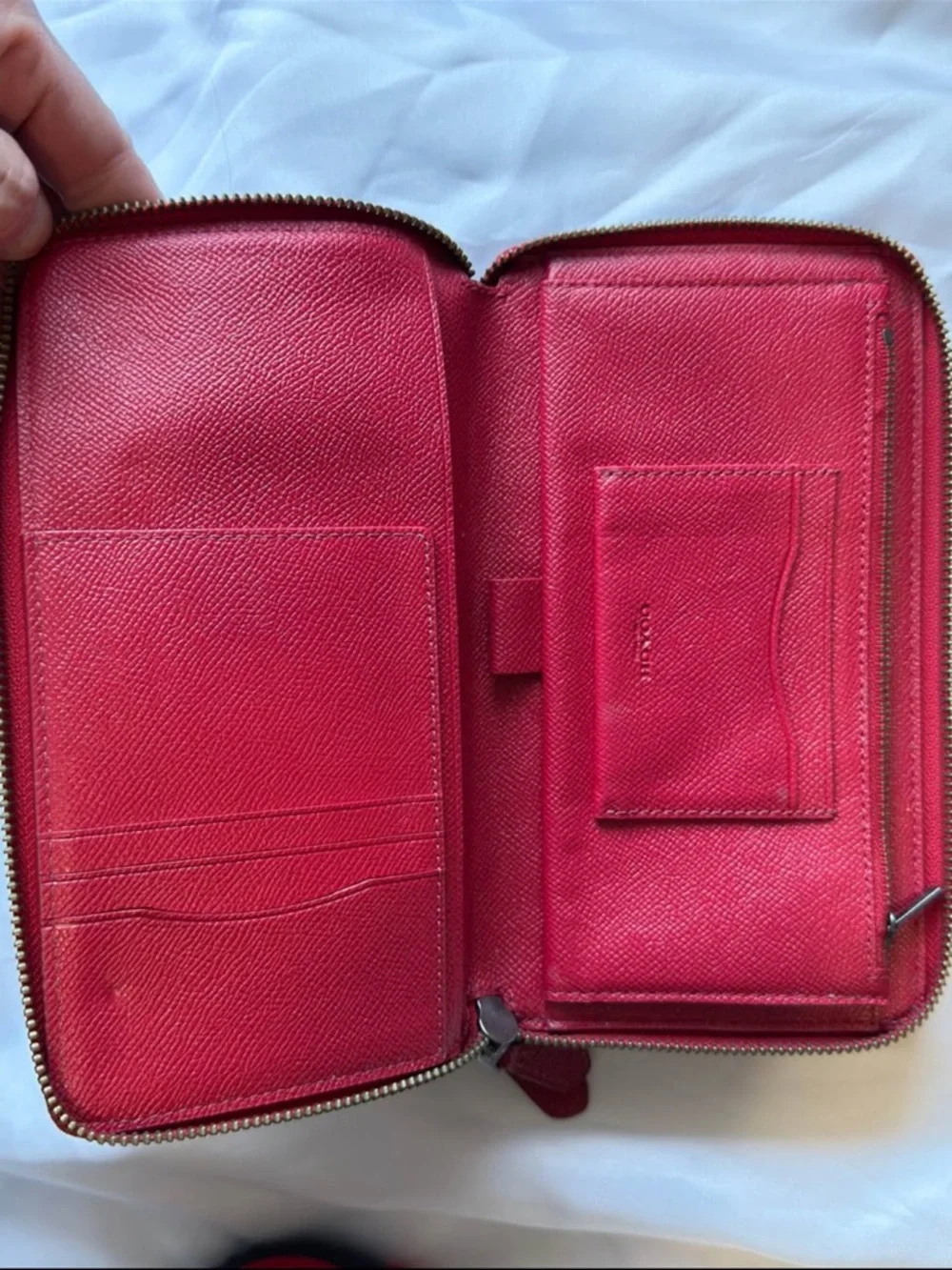 Coach Red Leather Zip Wristlet with Wrist Strap - Picture 3 of 6